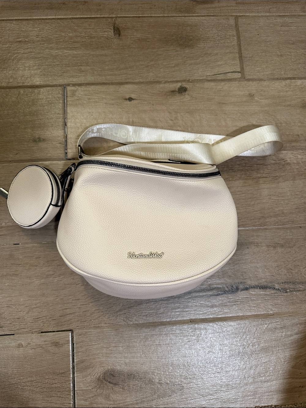 Montana West Cream Pebbled Crossbody with Detachable Coin Pouch